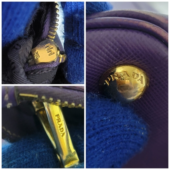 Prada Saffiano Leather Small Galleria Double Zip Tote Satchel Bag Purple - Picture 11 of 15